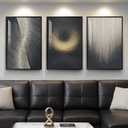 Large Framed Black and Gold Modern Luxury Abstract Wall Art for Living Room, 3 Piece Brights Prints Paintings Artwork for Walls, Sparkle Pictures for Entryway Dining Bedroom Wall Decor 24x36 In (Luminous Glow)