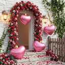 Jetec 4 Pcs 17" Heart Inflatable Ornament with Glitter Cloth Cover, Large PVC Heart Blow up Ornaments Blow Ball for Yard Outdoor Lawn Porch Decor(Pink)
