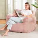 Hobestluk Bean Bag Chair for Adult Small Bean Bag Chairs with Arms Furry Beanbag Chair with Foam Filler Stuffed Bean Bag Sofa for Reading in Bedroom Living Room and Dorms(Pink), 87 cm x 85 cm x 77 cm