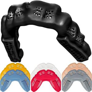 Bulletproof: Worlds Thinnest Most Breathable Mouthguard is 3X Stronger! Football MMA Hockey Rugby Basketball BJJ Lacrosse Boxing Sports Mouth Guard Grinding Teeth. Men Women Adult Youth Kids Braces (Lava Black)