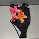 WDIRARA Women's Floral Print Sleeveless One Piece Swimsuit Scoop Neck Swimwear Black Small