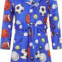 Funnycokid Boys Robe Kids Hooded Fleece Bathrobe Flannel Pajamas Soft Sleepwear 7-14 Years