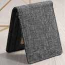 2 x JEMINAL Men's Ultra-thin Canvas Short Cloth Wallet Men's Small Short Clip Boys Students Original Simple Niche Horizontal Short Money Clip (Gray)