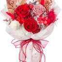Polylove Forever Flower Bouquet Flowers for Delivery Prime Preserved Roses with Bear Gift Box for Wife Women Mother Day Anniversary Birthday (Red)