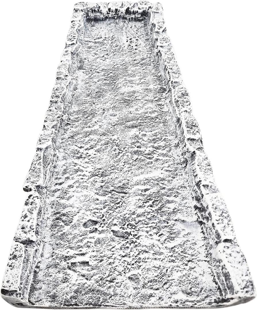 Oakland Living White Slate Stone Rock Cast Aluminum Metal Downspout Gutter 24 in. Heavy Splash Block,  24" L x 11.5"W x 3"H, 7.5 lbs