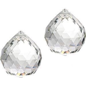 LONGSHENG - SINCE 2001 - Clear Glass Crystal Ball Prism Pendant Suncatcher Chandelier Part 50mm Glass prisms for use as mnemonic Devices Pack of 2 (Clear-2pcs)