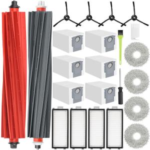 Qrevo Slim Replacement Accessories for Roborock Qrevo Master/Qrevo Slim Replacement Parts Q revo Master Accessory Kit, 2 Main Brushes, 6 Dust Bags, 4 Filters, 4 Mop Pads 4 Side Brushes