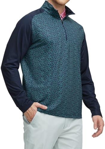 M MAELREG Quarter Zip Pullover Men Moisture Wicking Lightweight Sports Print Mock Neck Golf 1/4 Zip Pullover Mens Sweatshirt, M