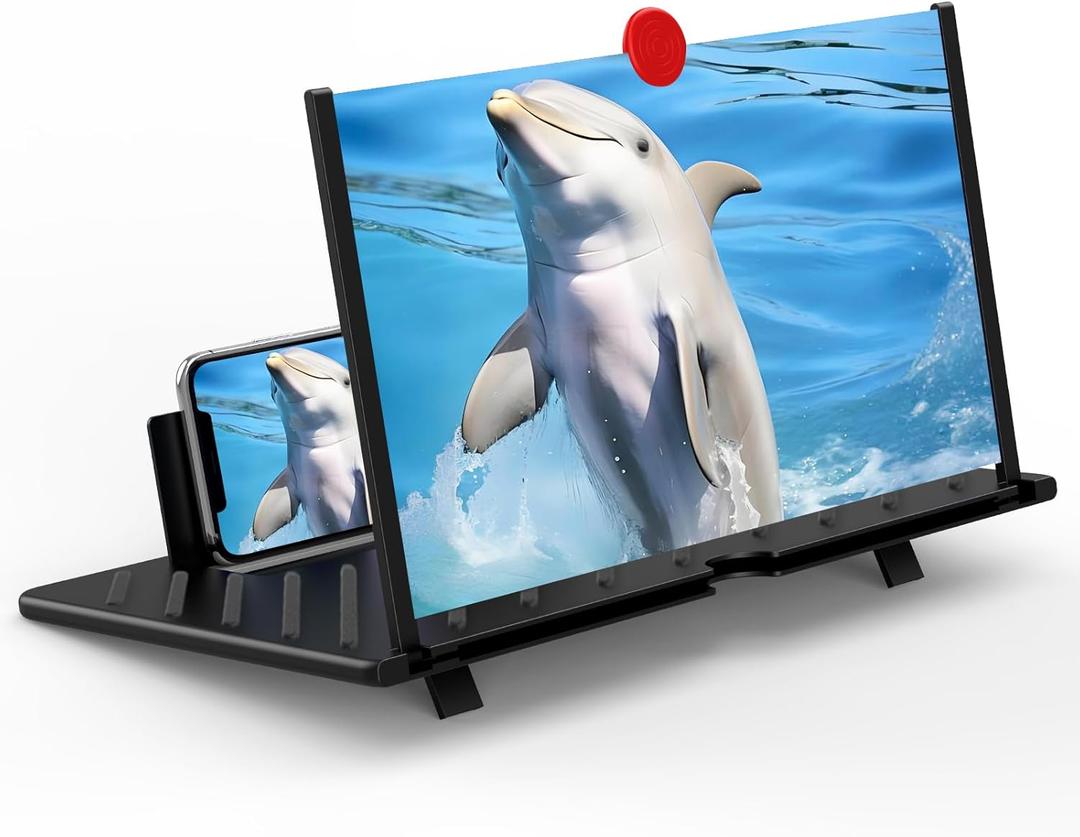 20 inch Screen Magnifier for Smartphone,3D HD Screen Expanders for Movies, Videos, and Gaming, Screen Magnifier with Adjustable Angle Design Amplifier Desktop Magnifying for Seniors Reading (Black)