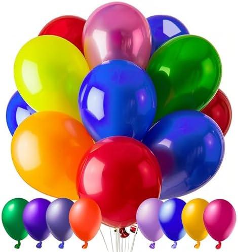 100 PCS Balloons, 12 Inch Assorted Colors Balloon & 10 Kinds of Color Balloons, Latex Balloon Bulk for Birthday, Baby Shower, Wedding, Family Party.