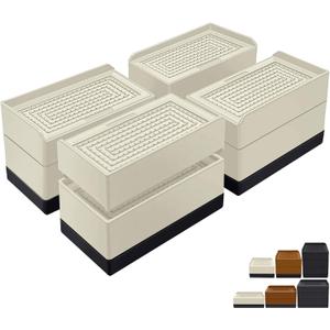 ANNKUT Furniture Risers 3 inch, Rectangle Adjustable Risers Blocks for Bed Sofa Table and Couch Lift to1.5 or 3 inchHeavy Duty Support Up to 1,300 Lbs (4 Pack-Apricot)