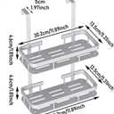 White Over Door Shower Caddy, Rustproof Bathroom Organizer, 2-Tier Storage Rack, 11.81x5.31 Inch Shelves, No Drilling Required