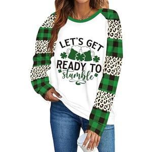 TMSD Women's Mardi Gras St Patrick's Day Sweatshirt Raglan Sleeve Crew Neck Top, XL