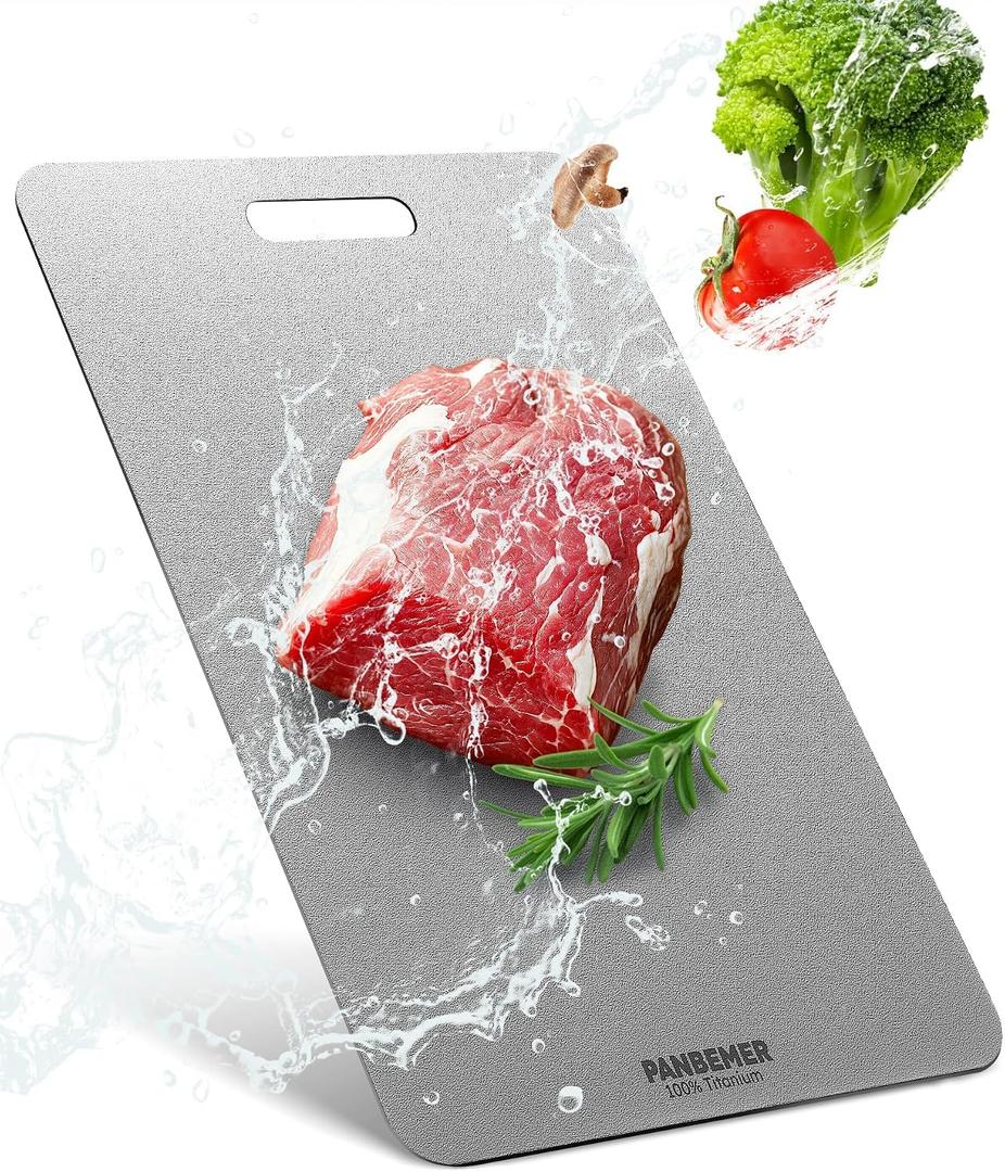 Titanium Cutting Board, Food Grade 100% Pure Titanium Cutting Boards for Kitchen, Non-Toxic Double-Sided Chopping Board, Dishwasher Safe, Easy to Clean 12 x 9 Inch
