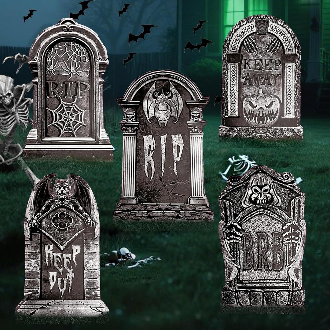 23.62inch Halloween Tombstones Decorations Large, DIY Halloween Yard Signs Graveyard Decorations for Halloween Gravestones Headstones for Outdoor Lawn
