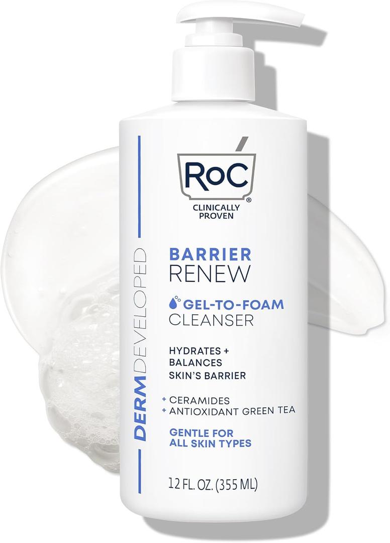 RoC Barrier Gel to Foam Non Drying Facial Cleanser to Hydrate Skin, 12 Ounces