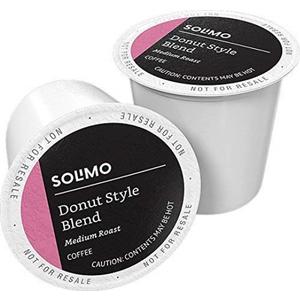 Amazon Brand - Solimo Medium Roast Coffee Pods, Donut Style, Compatible with Keurig 2.0 K-Cup Brewers, 100 Count (EXP 03/01/26)