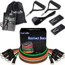 TheFitLife Exercise Resistance Bands with Handles - 5 Fitness Workout Bands Stackable up to 110/150/200/250/300 lbs, Training Tubes with Large Handles, Ankle Straps, Door Anchor