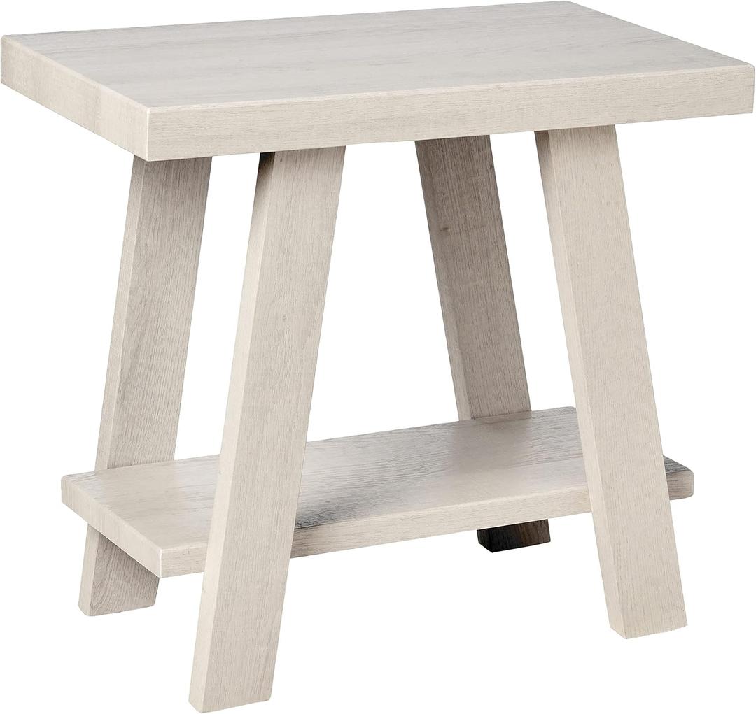 Roundhill Furniture Athens Contemporary Wood Shelf Side Table, White (Small End Table)