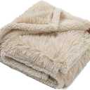 Waterproof Cream Calming Dog Blanket Beige Fluffy Long Faux Fur Pet Throw Blankets for Cats Puppy Couch Sofa Covers Washable Love Bed Cover(Beige,M-57x40in)