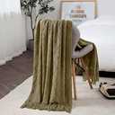 TREELY Knit Throw Blanket for Couch,Soft Knitted Blankets with Tassels Fringe 50" X 67.7", Decorative Lightweight Throws Blanket Farmhouse Bed Sofa Fall Outdoor,Khaki