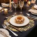 120 Pcs Disposable Gold Placemats Set 13 Inch Round Gold Foil Mesh Pressed Table Doilies Metallic Thin Mesh Table Runner for Home Decoration Dining Wedding Birthday Party