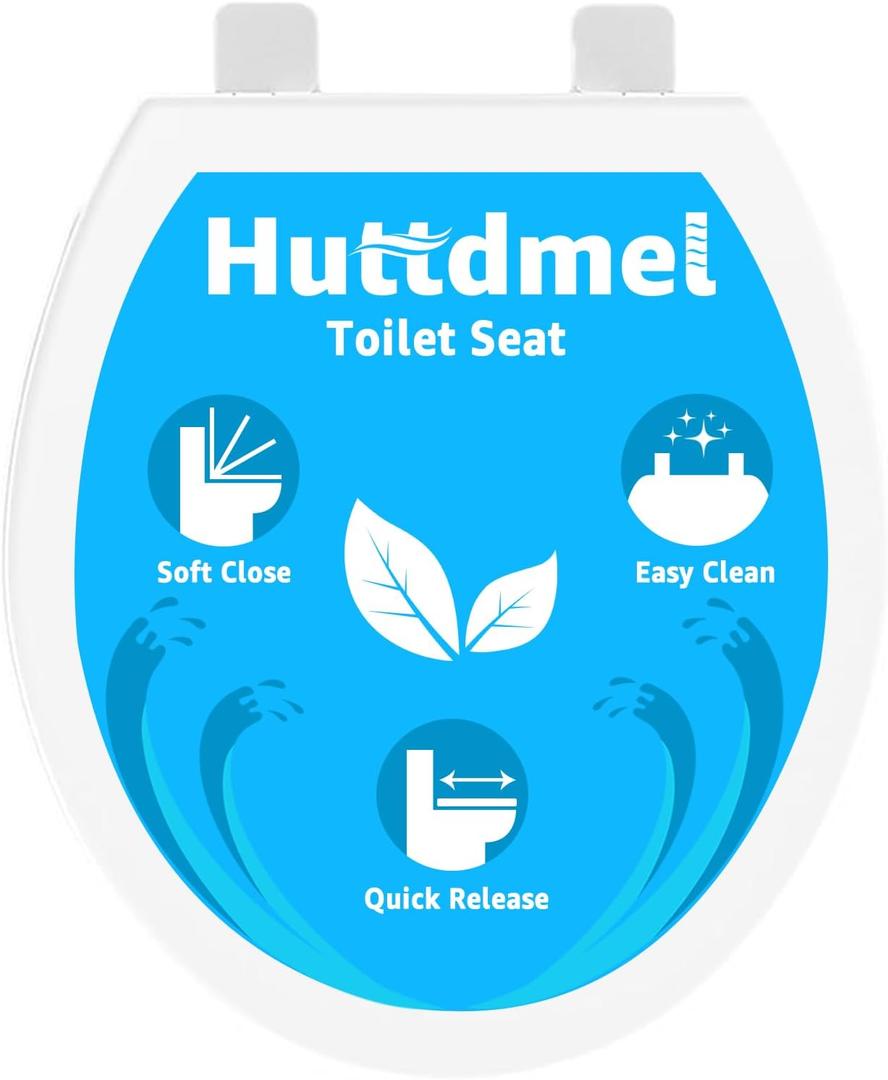 Toilet Seat Round 16.5 Inch with Quick Release - Quick Connect,White Round Toilet Seat with Soft Close,PP Material Safe, Easy Clean and Install,Sturdy Accessories Never Loosen,2 Years Support