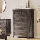 YITAHOME 6 Drawer Dressers, Wood Dressers Chests of Drawers, Modern Dresser with Open Shelf Storage for Room, Entryway, Hallway, Dark Rustic Oak