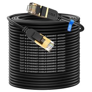Cat 8 Ethernet Cable, 300FT High Speed Heavy Duty 26AWG Cat8 LAN Network Cable 40Gbps, 2000Mhz with Gold Plated RJ45 Connector, Outdoor&Indoor Internet Cable Compatible for Router Gaming Modem Xbox