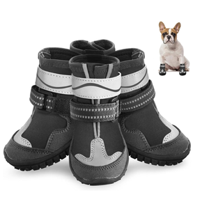 Dog Shoes, Otunrues Dog Shoes for Dogs, Anti-Slip Dog Boot with Reflective, Waterproof Dog Booties & Paw Protectors for Winter Snowy Hot Pavement Day (Black, Size 4)