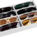 Frebeauty Sunglass Organizer,Velvet Glasses Organizer,8-Slot Sunglasses Tray for Drawer, Men's/Women's Sunglasses Box, Glasses Holder for Watch Stackable Eyeglass/Eyewear Display Tray (White)