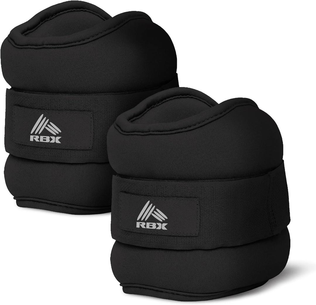 RBX Wrist & Ankle Weights Set, Adjustable Comfort Fit for Training & Toning (4lb (2lb Each), Black)
