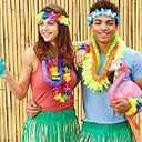 Hawaiian Leis Necklace 50Pcs Tropical Luau Hawaii Flower Lei Theme Party Favors Lais Headbands Holiday Wedding Beach Birthday Decorations I Hawaiian Leis Party Supplies