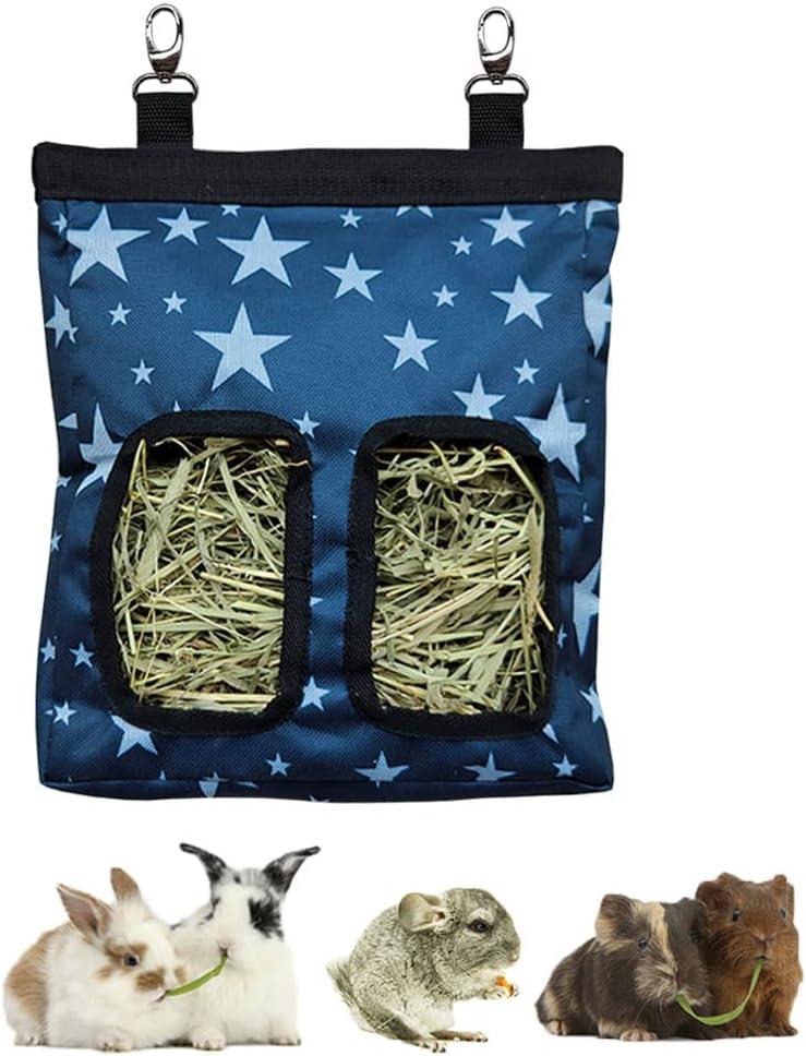 RIOUSSI Hanging Hay Feeder Bag for Guinea Pigs, Bunnies, Chinchillas. Stars (M - 13"x9"x2")