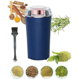 Electric Herb Grinder 200W Powerful Fast Grinding for Dry Spices Flower Buds with Brush, Easy On/Off One-Touch Push Button Powder Grinder Perfect For Herbs, Spices, Nuts, Grains and Coffee Beans