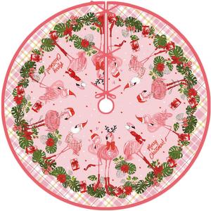 Flamingo Christmas Tree Skirt 48 Inch Beach Christmas Tree Collar Tropical Coastal Hawaliian Christmas Tree Decor Flamingo New Year Xmas Decor Christmas Decorations for Home Party
