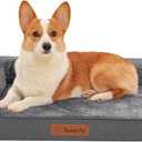 Rainmr Orthopedic Dog Bed Medium Size Dog, Memory Foam Dogs Bed for Medium Dogs, Washable Removable Cover, Nonskid Bottom, Waterproof, for Indoor, Outdoor, Crate ＆ Car Use, 35x23x6 Inches, Dark Grey