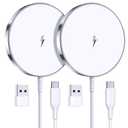 Magnetic Wireless Charger 15W Fast Mag Safe Charger for Cell iPhone 17 Pro Max/17 Pro/17 Air/17/16/15/14/13/12 Series 2 Pack Charging Pad for AirPods 3/2/Pro 2/Pro Mag-Safe Original Replacement (Silver)
