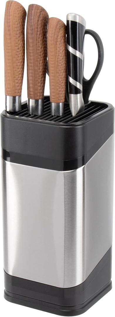 RedCall Kitchen Knife Holder,Stainless Steel Universal Knife Block for Kitchen Counter,Space-Saving Knife Storage Organizer Countertop,Knife Block Holder without Knives (Black)