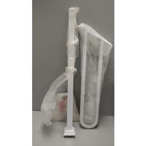 SMQLJXC 28"-8.5"L X 35.5"H Single Post Wrought Iron Handrails for Outdoor 1-3 Steps, Metal Outdoor Stair Railing, Railings for Steps, Fits Garage, Porch (White)