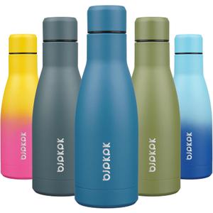 BJPKPK 12oz Water Bottles Stainless Steel Double Wall Vacuum Insulated Small Water Bottles for Travel,Sea Blue