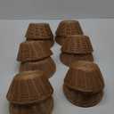 12 Pcs Round Small Plastic Bread Basket, Wicker Basket for Serving 7x7x3 Inch Woven Food Storage Basket, Fruit Basket, Gift Basket (Comes with Food Blotting Sheets) Brown