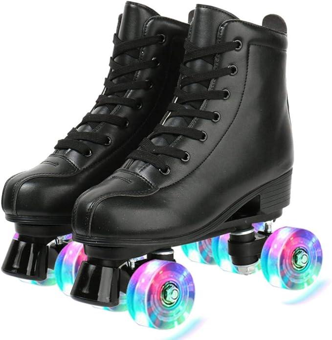 XUDREZ Double Row Adjustable Leather High-Top Roller Skates - Perfect for Indoor Outdoor Adult Use With Bag Size 39
