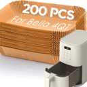 Air Fryer Liners for Bella, Rectangle Air Fryer Liners, Airfryer Liners for Ninja, Air Fryer Accessories 4qt, 200PCs Air Fryer Paper Liners for bella 4Qt Slim Air Fryer