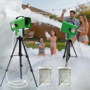 LANGXUN 600W Foam Machine with Tripod Stand, Portable Party Foam Cannon Maker, Blue, Includes 2 Packs Foam Powder for Pool, Backyard, Outdoor Events, Birthdays, Summer Camp (Green)