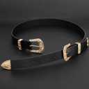 XZQTIVE Women Leather Belt Ladies Vintage Western Belt Retro Cowgirl Leather Belt Black Waist Belt for Pants Jeans Dresses