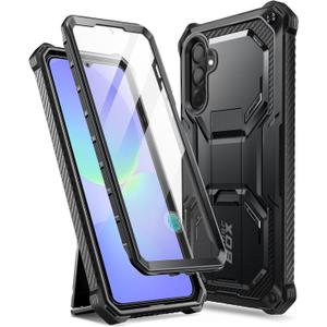 i-Blason for Samsung Galaxy A36 Case with Stand [Built-in Screen Protector] [Military-Grade Protection] [Support Fingerprint ID] Full-Body Rugged Shockproof Phone Case for Samsung A36, Armorbox, Black