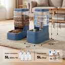 Automatic Cat Feeder and Water Dispenser with Stainless Steel Bowl with Ice Pack Gravity Food Feeder and Waterer Set Feeding Raised Bowls with Filter for Dog 1.3 Gallon x 2(Blue)