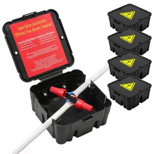 Black Open Splice Junction Box (4 Pack)Open Splices Repair Open Splices, 5 Second Installation Splice Box, Wire Electrical Junction Box with Cover V0 Flame Retardant Rating(Highest Level)