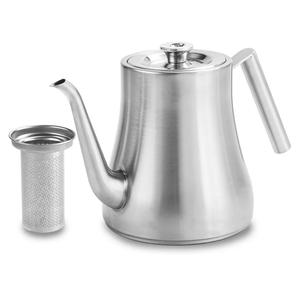 68OZ/2000ML Stainless Steel Teapot with Removable Infuser, Stovetop Safe Tea Maker Water Kettle for Loose Leaf & Tea Bags, Silver